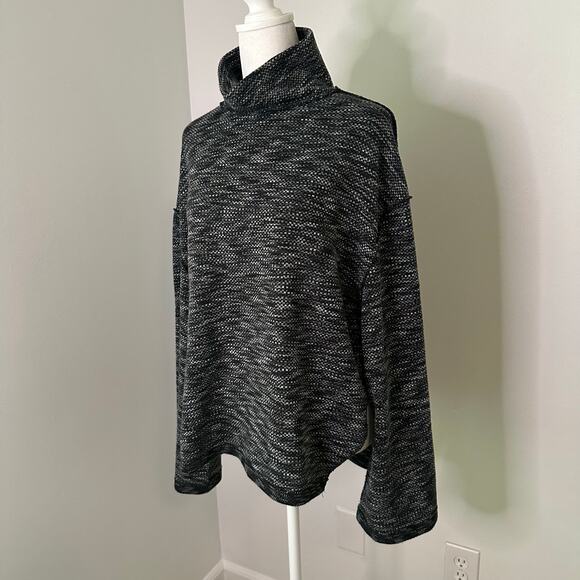 We the Free (Free People) black & gray knit turtleneck long sleeve top size M - Picture 3 of 11